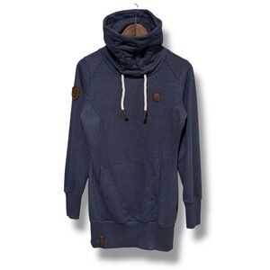 NAKETANO Blue Hoodie Pullover Patch‎ Logo Size Medium 18.5 x 32